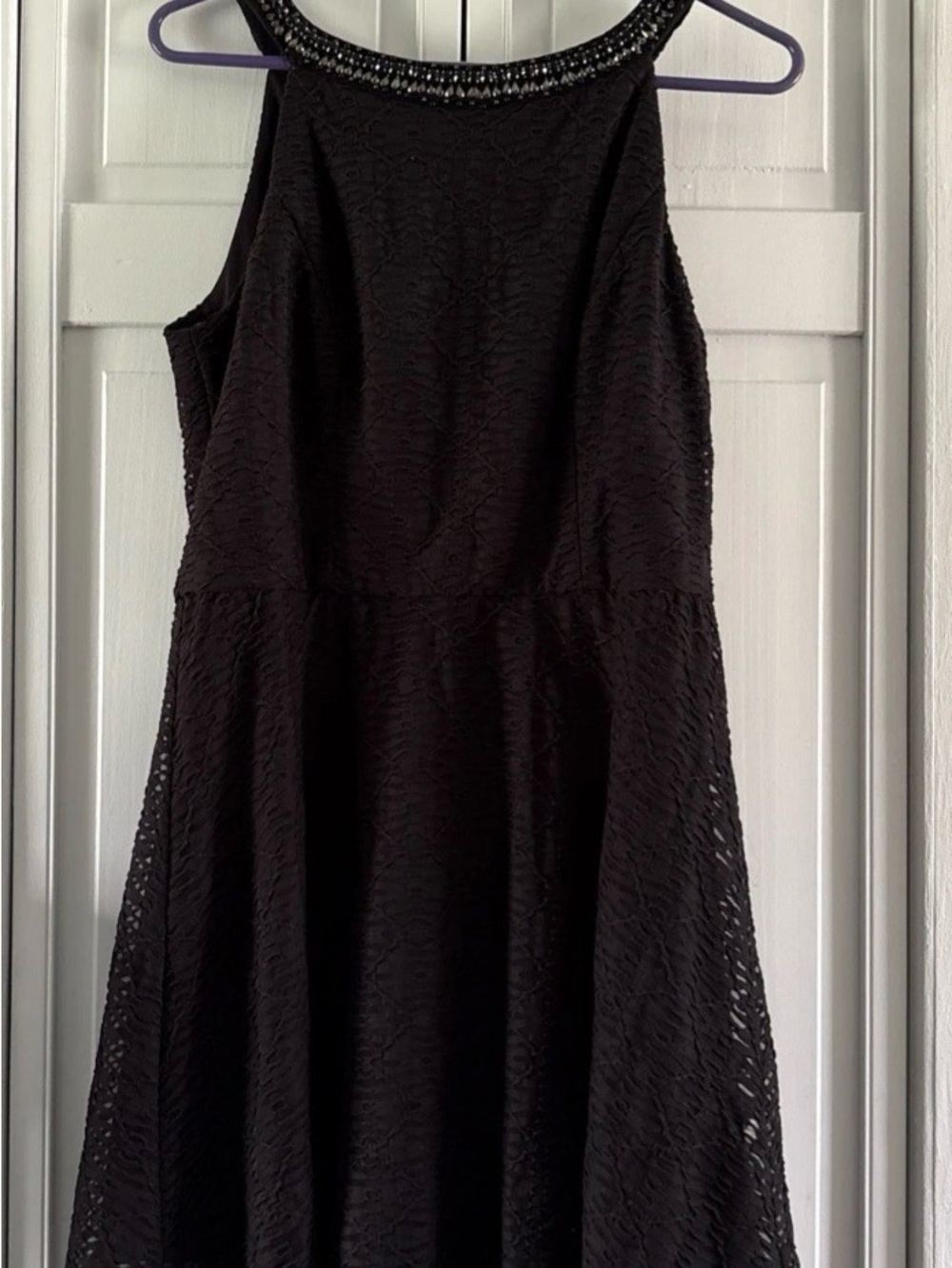 Metaphor Black Beaded Halter Midi Dress